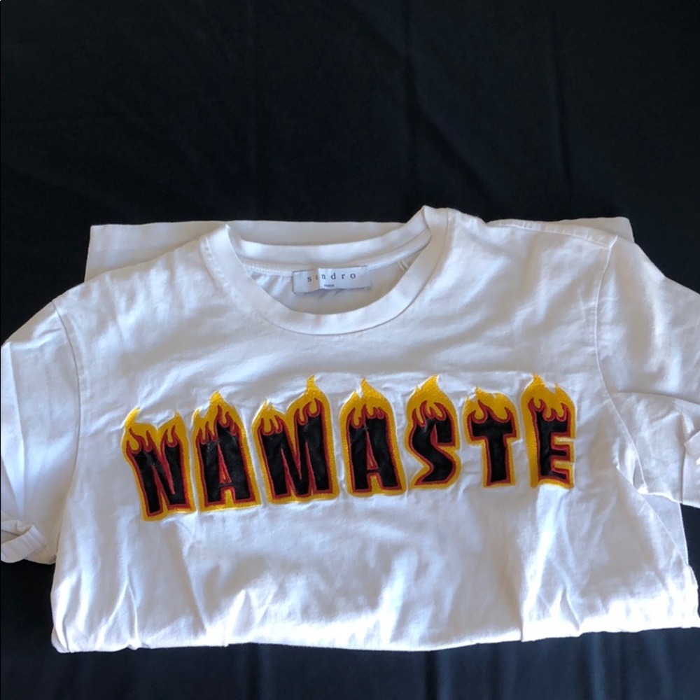 SANDRO GRAPHIC TEE - NAMASTE THRASHER EMBLEM!!